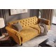 SOFA ROZKŁADANA MAISON BELLE AFFAIRE 220 CM WELUR MUSZTARDOWA