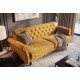 SOFA ROZKŁADANA MAISON BELLE AFFAIRE 220 CM WELUR MUSZTARDOWA