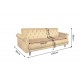 SOFA ROZKŁADANA MAISON BELLE AFFAIRE 220 CM WELUR MUSZTARDOWA