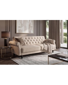 SOFA ROZKŁADANA MAISON BELLE AFFAIRE 220 CM WELUR BEŻOWA