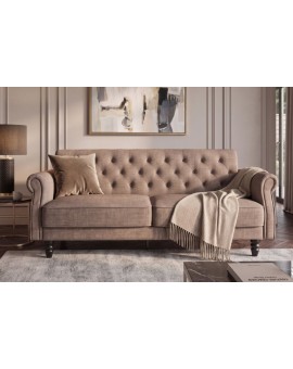 SOFA ROZKŁADANA MAISON BELLE AFFAIRE 220 CM WELUR SZARA