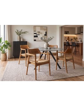 KRZESŁO KENNEDY TEAK RATTAN