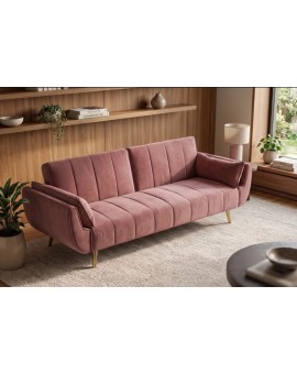 SOFA ROZKŁADANA DIVANI 220 CM WELUR R&Oacute;ŻOWA