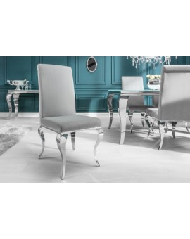 KRZESŁO MODERN BAROCK WELUR SZARE