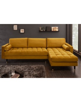 NAROŻNIK COSY VELVET MUSZTARDOWY 260X155 CM