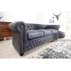 SOFA 3-OSOBOWA CHESTERFIELD CIEMNOSZARA 210 CM