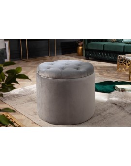 OTWIERANY PUF MODERN BAROCK WELUR SZARY