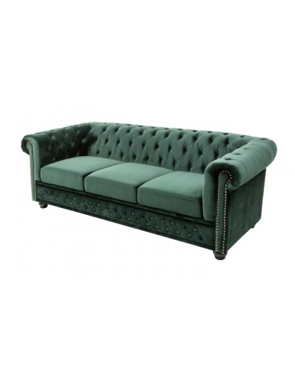 SOFA 3-OSOBOWA CHESTERFIELD ZIELONA 205 CM