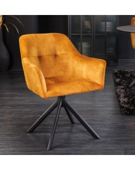 KRZESŁO OBROTOWE LOFT MUSZTARDOWE WELUR
