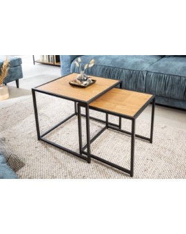 ZESTAW STOLIK&Oacute;W KAWOWYCH SLIM LINE 50/40 CM DZIKI DĄB-2SZT.