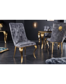 KRZESŁO MODERN BAROCK Z GŁOWĄ LWA SZARY II