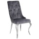 KRZESŁO MODERN BAROCK Z GŁOWĄ LWA WELUR SZARY