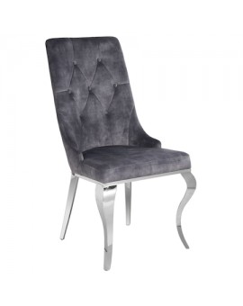 KRZESŁO MODERN BAROCK Z GŁOWĄ LWA WELUR SZARY