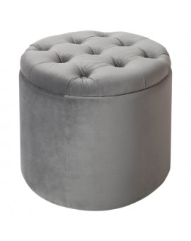 OTWIERANY PUF MODERN BAROCK WELUR SZARY