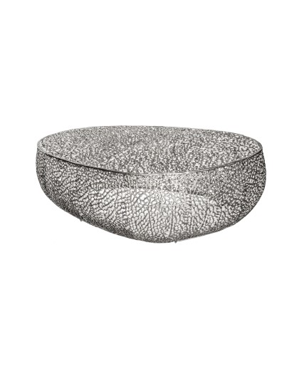 STOLIK KAWOWY LEAF 120 CM SREBRNY