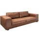 SOFA LOUNGER VINTAGE 220X86 CM EKOSKÓRA BRĄZOWA