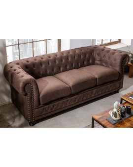 SOFA 3-OSOBOWA CHESTERFIELD BRĄZOWA 210 CM