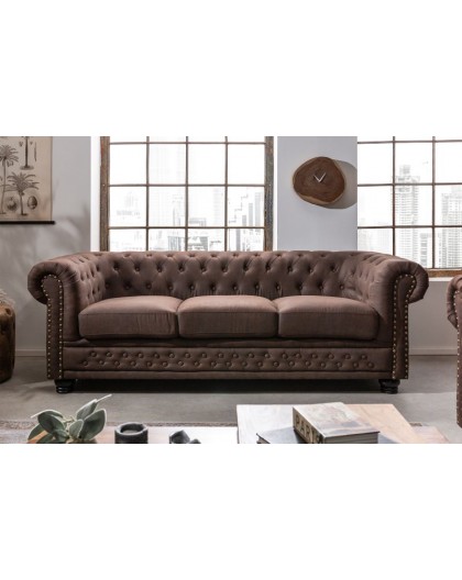 SOFA 3-OSOBOWA CHESTERFIELD BRĄZOWA 210 CM