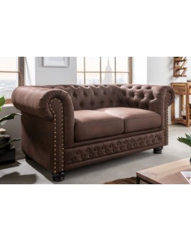 SOFA 2-OSOBOWA CHESTERFIELD BRĄZOWA 150 CM