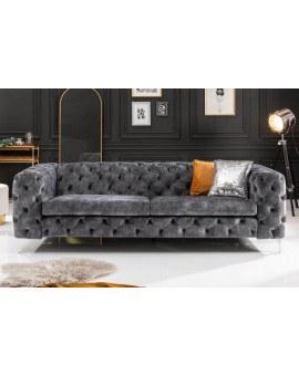 SOFA MODERN BAROCK 240 CM AKSAMIT SZARY