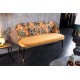 ŁAWKA BOUTIQUE 130CM WZÓR KWIATOWY MUSZTARDOWY WELUR