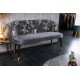 ŁAWKA BOUTIQUE 130CM WZÓR KWIATOWY SZARY WELUR