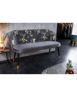 ŁAWKA BOUTIQUE 130CM WZÓR KWIATOWY SZARY WELUR