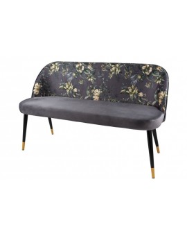 ŁAWKA BOUTIQUE 130CM WZÓR KWIATOWY SZARY WELUR