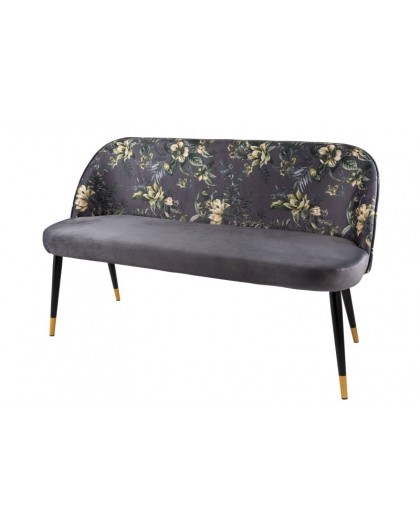 ŁAWKA BOUTIQUE 130CM WZÓR KWIATOWY SZARY WELUR