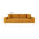 SOFA LIDO 3-OSOBOWA MUSZTARDOWY WELUR