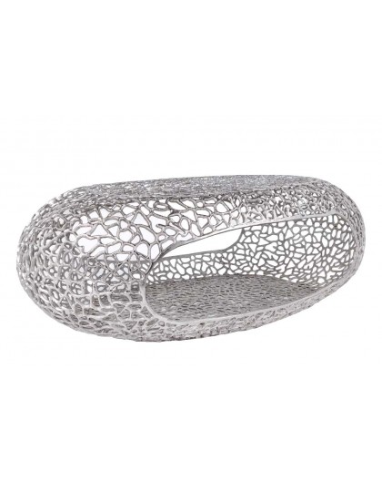 STOLIK KAWOWY LEAF 119 CM SREBRNY