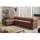 NAROŻNIK LEWY CHESTERFIELD BRĄZOWY 280X140 CM