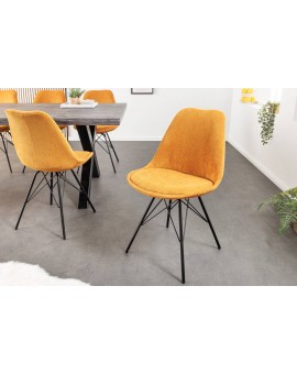 ZESTAW KRZESŁO SCANDINAVIA SZTRUKS MUSZTARDOWY - 4SZT