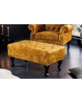 PUF CHESTERFIELD 80X45 CM MUSZTARDOWY WELUR