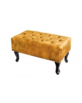 PUF CHESTERFIELD 80X45 CM WELUR MUSZTARDOWY