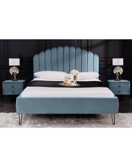 ŁÓŻKO PEARL155X213 CM WELUR NIEBIESKE