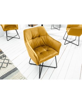 KRZESŁO LOFT MUSZTARDOWE WELUR