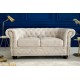 SOFA CHESTERFIELD 2-OSOBOWA WELUR BEŻOWY