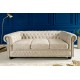 SOFA CHESTERFIELD 3-OSOBOWA WELUR BEŻOWY