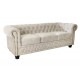 SOFA CHESTERFIELD 3-OSOBOWA WELUR BEŻOWY