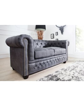 SOFA CHESTERFIELD 2-OSOBOWA II ANTYCZNY SZARY