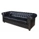 SOFA CHESTERFIELD 3-OSOBOWA EKOSKÓRA CZARNA