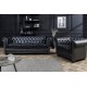 SOFA CHESTERFIELD 3-OSOBOWA EKOSKÓRA CZARNA