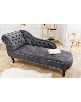 LEŻANKA CHESTERFIELD 170 CM WELUR SZARY