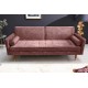 SOFA ROZKŁADANA COUTURE 196 CM WELUR RÓŻOWY