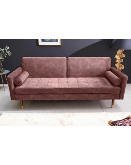 SOFA ROZKŁADANA COUTURE 196 CM WELUR RÓŻOWY