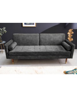 SOFA ROZKŁADANA COUTURE 196 CM WELUR SZARY