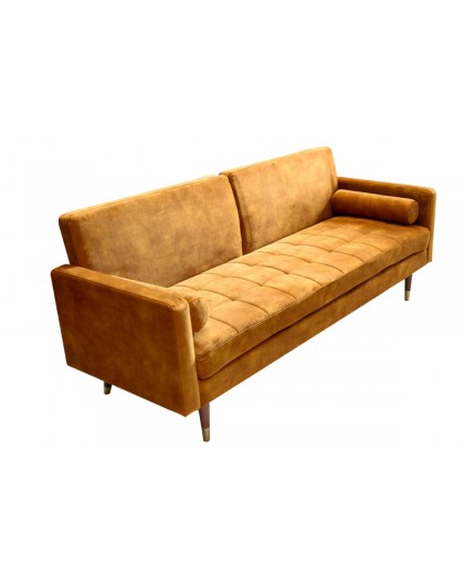 SOFA ROZKŁADANA COUTURE 196 CM WELUR MUSZTARDOWY