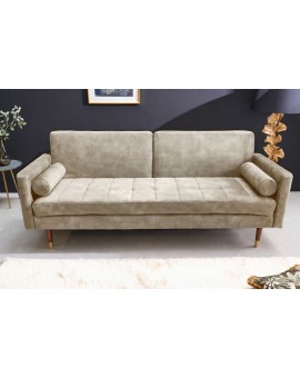 SOFA ROZKŁADANA COUTURE 196 CM WELUR BEŻOWY