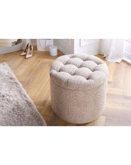 PUF MODERN BAROCK STORAGE 50 CM  BOUCLE BEŻOWY